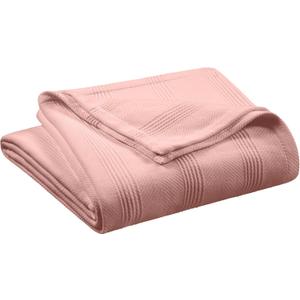 Vellux 100% Cotton King Blanket - Soft Breathable Knit Blanket for Bed Couch - Lightweight All Season Machine Washable - Oeko-Tex Certified Hotel Quality - 108x90 - Pink Clay