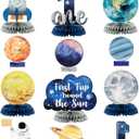 ANGOLIO 12Pcs First Trip Around The Sun One Letter Sign Party Honeycomb Table Centerpiece Outer Space 1st Birthday Party Decorations Planets Solar System Theme Favor for Boys Baby Shower Photo Props