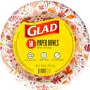2 x Glad Round Disposable Paper Bowls, Happy Fall Design - Heavy Duty, Soak-Proof, Cut-Resistant, Microwavable Paper Bowls for All Foods, Daily Use, and Fall Occasions, 16 oz, 50 Count (Multicolor)