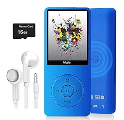 MP3 Player, Music Player with 16GB Micro SD Card, Build-in Speaker/ Photo/ Video Play/ FM Radio/ Voice Recorder/ E-Book Reader, Supports up to 128GB (Dark Blue)
