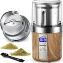 COOL KNIGHT Herb Grinder, Spice Grinder, Electric Grinder with Timer, 304 Stainless Steel Blades and Removable Stainless Steel Bowl, Large Capacity for Quick Grinding of Spices,Herbs,Coffee Beans,etc (Wood Grain 3)