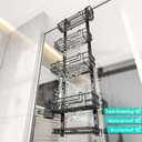 HapiRm 5 Tier Over the Door Shower Caddy, Hanging Shower Caddy with 28 Hooks and 2 Toothbrush Holders, No Drilling Adjustable Hanging Bathroom Organizer - Black