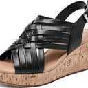 Luoika Women's Wide Width Wedge Sandals, Platform Wedge Pump Heel Ankle Strap Open Toe Women's Sandals Concise Casual Summer Shoes. (11 X-Wide, Black 817)