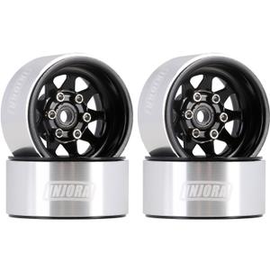 INJORA 1.0 Beadlock Wheel Stamped Steel Beadlock Deep Dish 1.0" Wheels for 1/18 TRX4M Axial AX24 SCX24 Gladiator Deadbolt Bronco C10 JLU Upgrade Parts(Black)