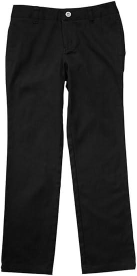 French Toast girls Adjustable Waist Stretch Twill Straight Leg (Standard & Plus) Pants,  Black 34/29 US