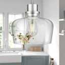 Emak 10 Inch Brushed Nickel Pendant Light, Modern Large Pendant Lights Kitchen Island, Hanging Lights with Clear Glass Shade for Kitchen, Dining Room, Entrance, PL126-BN-CG