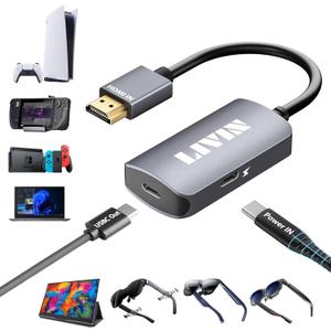 HDMI to USB C Adapter (4K@60Hz) Portable Monitor, AR Glasses XREAL OneAir 2 Pro/VITURE Pro/RayNeo Air 2s/Rokid, HDMI Male(Source) to USB C Female(Display) Laptop,Switch,ROG Ally,Steam Deck,PS4/5,Xbox
