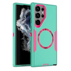 showdd Designed for Samsung Galaxy S25 Ultra Case, Magnetic, Double Drop Protection Heavy Duty, Compatible with MagSafe, Dustproof, No Fading, No Yellowing, for Men Women, Blue Rose