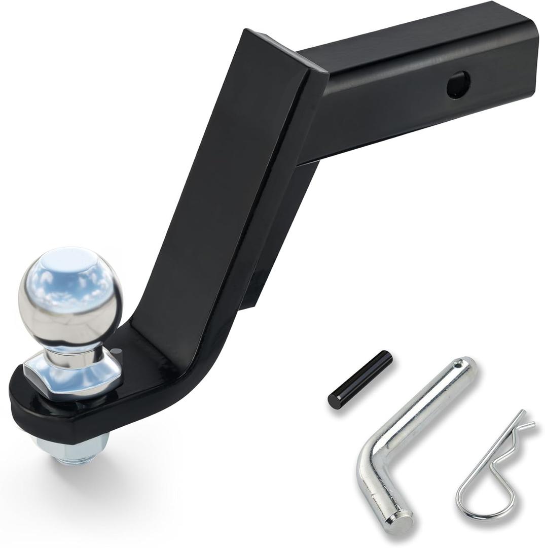 AC-DK Adjustable Heavy-Duty Trailer Hitch Tri-Ball Mount with Locks&Pin&Rotatable Tow Shackle, Fits 2-in Receiver, 4-1/2" Rise/Drop, 1-7/8" & 2" &2-5/16" Ball, 10000LBS GTW