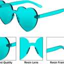 Gejoy 15 Pairs Heart Shaped Sunglasses for Women Men Valentine Transparent Candy Color Frameless Glasses