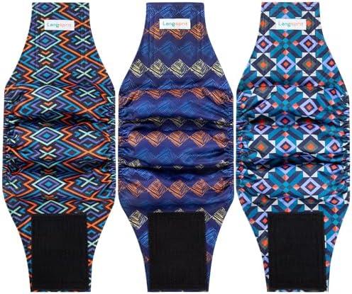 Langsprit Male Belly Bands for Dogs (Pack of 3) - High Absorbing Washable Dog Wraps - Reusable Small Doggy Puppy Diapers Plaid-2 M