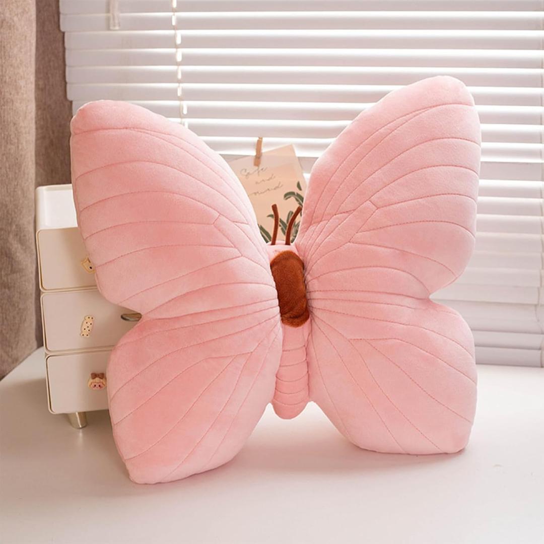 PEACH CAT Butterfly Pillow Decorative Butterfly Shaped Throw Pillows 15.7" x 15.7" Cute Plush Cushion Decor for Bedroom Living Room Sofa Couch Pink