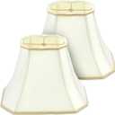 Set of 2 Medium Bell Lamp Shade 6.25" x 8" Top 11" x 16" Bottom 12" High (Spider) Rectangle Cut Square Replacement Vintage Silk Lampshade for Table Floor Living Room Bedroom Eggshell Color