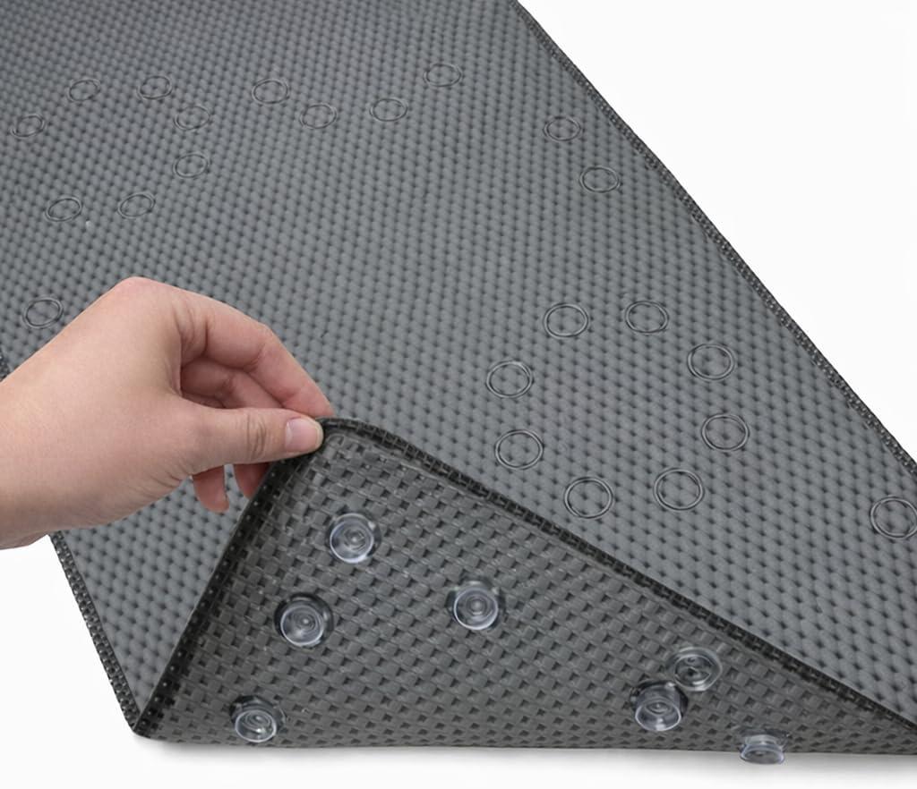 Bathtub Mat Non Slip, Bath Mat for Tub Non Slip, Tub Mat Extra Large 36 x 17 in, Bathtub Mat with Suction Cups & Drain Holes, Soft Foam, Machine Washable, Dark Grey