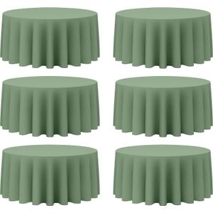 BRILLMAX 6 Pack Sage Green Round Tablecloths 132 Inch for 72" Tables