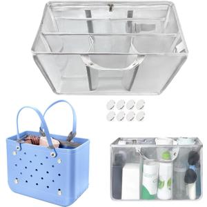 XYFuuee Beach Bag Organizer Inserts for Baby Medium Bogg Bag Accessories with 8 Removable Metal Fasteners, Lightweight Mesh Insert Divider Pouch, Organizing Rubber Tote, Save Storage Space, Gray M (2.0 Medium)