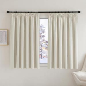 Beige Bedroom Curtains 90x54 Inch, Thermal Insulated, Room Darkening for Lounge/Living Room/Nursery, W90 X L54, 2 PCs, Light Beige