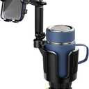 Cup Phone Holder for Your Car with Expandable Offset Base, 2 in 1 Adjustable Hands Free Cell Phone Holders Car Cupholder Mount, Friendly Sturdy Fit Large Bottle and iPhone All 4-7 inches Cellphone