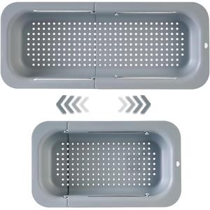Extendable Sink Colander Strainer Basket Collapsible Over-the-Sink Drainer for Washing Vegetables & Fruits, Draining Pasta, and Drying Dishes Adjustable Kitchen Essential Gray Extendable Sink Colander Strainer Basket Collapsible Over-the-Sink Drainer for Washing Vegetables & Fruits, Draining Pasta, and Drying Dishes Adjustable Kitchen Essential Gray