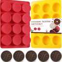 2PCS Silicone Cookie Chocolate Molds, Vituer 12-Cavity Round Silicone Baking Mold for Oreo, Candy, Chocolate, Cookie, Mini Cake and Jelly, Dishwasher Safe (Red+ Orange)
