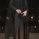 Foidiccx Women Sheer Poncho Chiffon Mesh Shawl Wrap Flowy Capelet Y2k Beach Cover Up Bridal Long Cape Shrug Wedding Party (Black) One Size