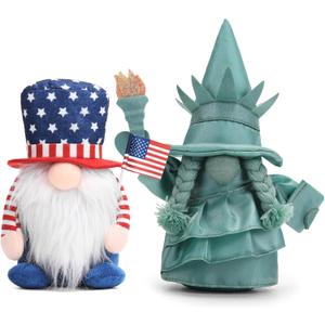 4th of July Patriotic Gnome Decorations, 2PCS Handmade Swedish Tomte Gnomes Plush Statue of Liberty Doll Table Ornaments for 250th Anniversary Independence Day Memorial Day Armed Forces Day