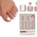 Glamnetic Press On Toenails - Pure Intentions | Subtle Iridescent Nude Sparkle Fake Toe Nails in a Glossy Finish | 16 Sizes - 32 Toe Nail Kit with Glue