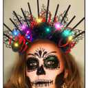 GORTIN Light up Halloween Headband Black Flower Gothic Headpiece Spider Hair Accessories for Women (Black, Free size)