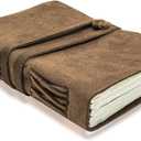 Succor Genuine Handmade Vintage Leather Journal Writing Notebook 7x5 inch - Scrapbook, Sketchbook, 200 Thick White Plain Pages, Ideal For Traveling, Gifting, Diary for Men & Women