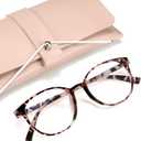 miyya Blue Light Blocking Glasses Women, Fashion Round Transparent Anti Blue Light Glasses with Anti Eyestrain & UV Glare (Brown)