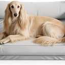 Removable Orthopedic Dog Beds for Large Dogs, Leather Memory Foam Dog Sofa Bed, Waterproof Durable Dogs Bed Couch with Non Skid Bottom for All Pet Sizes (Silver Gray, Large)