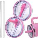 Replacement Lid for Stanley 40 oz and 64 oz Tumbler.Leakproof Flip Straw Lid Fit Stanley Cup Quencher H2.0 40 oz/64 oz and Stanley ProTour 40oz/64oz Tumbler.(Peony,2-Pack)