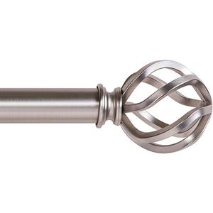 Satin Nickel Curtain Rods 18 to 144 Inches, 1 Inch Modern Drapery Rods, Adjustable Heavy Duty Curtain Rod, with Twisted Cage Finial for Home & Office (18"-144"Satin Nickel)