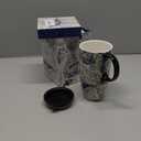 Voltogar Ceramic Coffee Mug Travel Cup with Lid and Handle for Home & Office, 17Oz Porcelain Tall Tea Cup with Color Box, 6.5" H Ocean Mug