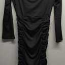 Women's Off Shoulder Bodycon Mini Dress Elegant Long Sleeve Ruched & Ribbed Tight Fit Clubwear for Cocktail Party,Date Night, S