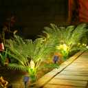 Artificial Plants Outdoor with Solar Light 25" Prelit Christmas Tree with Spike Pathway Light with 8 Lighting Modes for Xmas Decoration Yard Patio Garden Walkway Sidewalks Landscape-2 Pack Palm Tree