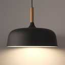 E26/27 Modern Pendant Light Industrial Art Deco Ceiling Lighting Light Fixture Simple Nordic Style Hanging Lamp Shade 1 Light Fixtures for Dining Room Kitchen Island Hallway Shop (Wooden, Black)