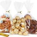 SUREHOME Cellophane Bags, 100 Pack Clear Gift Bag Cellophane Treat Bags with Ties 6x10 Inch Plastic Small Cello Candy Bag for Birthday Party Favors Goodie valentines Cookies Bakery Snack Popcorn Wraps