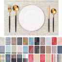 CADONO Placemats Set of 4 Washable Indoor/Outdoor Vinyl Place Mats for Dining Table Durable Non-Slip Heat Resistant PVC Weave Table Mats（Beige）
