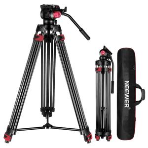 NEEWER 79"/200cm Video Tripod, Heavy Duty Aluminum Alloy Camera Tripod Stand with 360 Fluid Drag Head, QR Plate Compatible with Canon Nikon Sony and Other DSLR Camera Camcorder, Load Up to 17.6lb/8kg