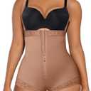 SHAPELLX Fajas Colombianas Shapewear for Women Tummy Control Postpartum Body Shaper Butt Lifting Open Bust Bodysuit (Latte, XL)