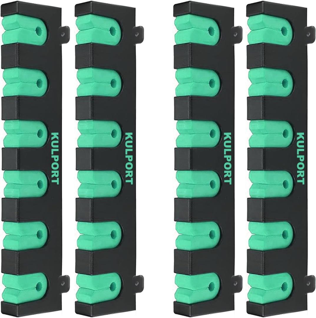 Fishing Rod Rack Holders Wall-Mounted Fishing Pole Holder & Rack, Fishing Pole Holders for Garage & Boat 6-Rod Storage Racks(Horizontal Green, 2 Pair)