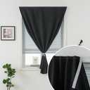 Thermal Blackout Curtains with Self-Adhesive Tape, No Rod No Drill Easy Install Window Cover for Bedroom Kitchen Dorm, 71" W x 59" L, Black, 1 Panel