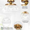 Semi Flush Mount Ceiling Light, 12 Inch Large Copper Ceiling Light Fixture, 3-Light Globe Glass Farmhouse Kitchen Lighting Fixtures for Bathroom, Hallway, Dining Room (Bulb Not Included)