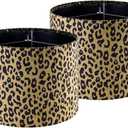 GOSO Drum Leopard Lamp Shades for Table Lamps Set of 2 Medium- Yellow Polka Dots Fabric DIY Lampshades -13" Top x 13" Bottom x 10" High (Spider) Required Assembly Art Deco-Mid-Century Shade