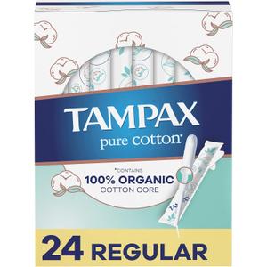 Tampax Pure Cotton Tampons, Unscented, 24 Count