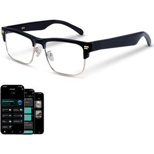 AI Glasses for Men Women, Powered by ChatGPT, AI Real-time Translation(164 Languages), Bluetooth Translator Glasses with Speaker,No Subscription,Smart Glasses with Anti-Blue Light for Work Travel-Gold