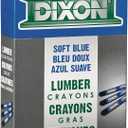 Dixon Industrial Lumber Marking Crayons, 4.5" x 1/2" Hex, Soft-Blue, 12-Pack (52112)