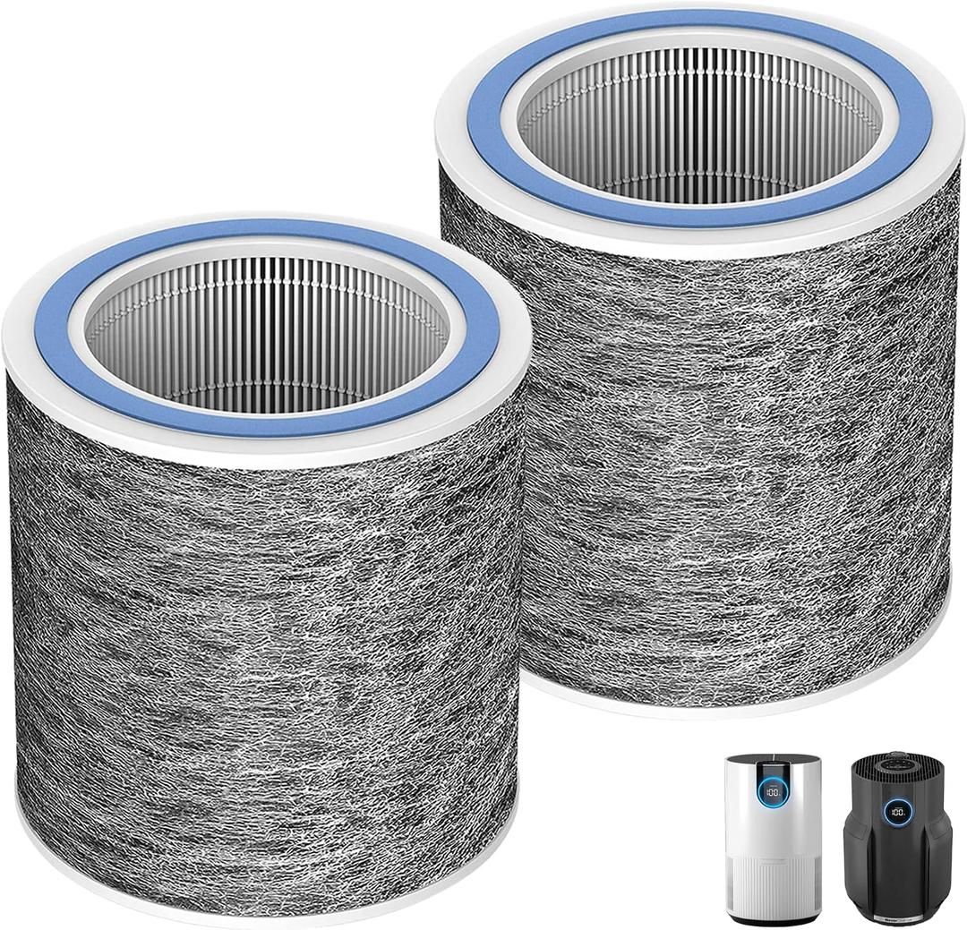 HP102 HP152 HEPA Replacement Filter for Shark HP100 Series Air Purifier HP102PET HP152 HP132 HC450 HC451 HC452 HC455,3-in-1 True H13 HEPA Activated Carbon Pre-Filter,Compare Part #HE1FKPET, HE1FKBAS