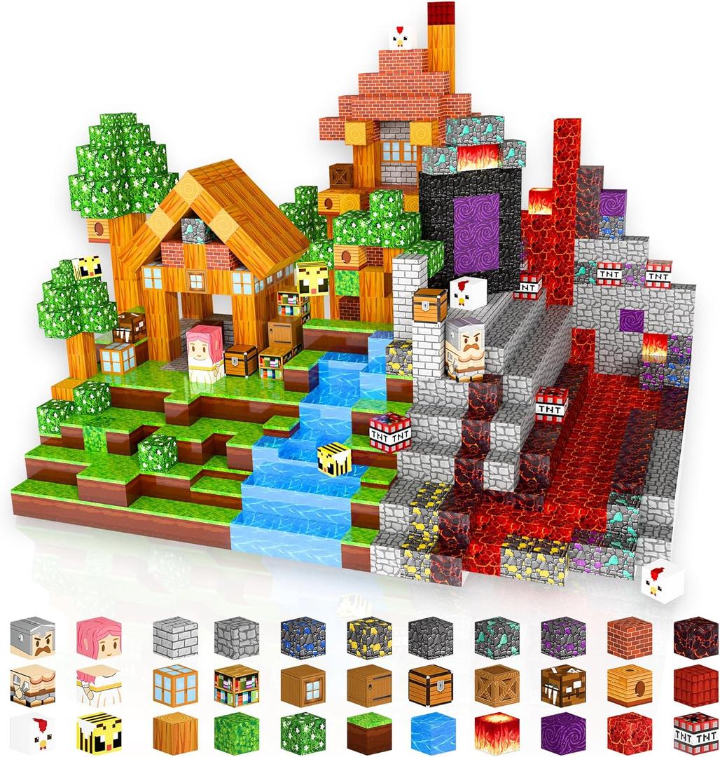 150PCS Magnetic Building Block Set for Kids - 3D Magnetic Tiles with Storage Box, BPA-Free ABS Plastic STEM Creative Construction Toys, Compatible with Major Brands, Educational Gift for Boys Girls 3+